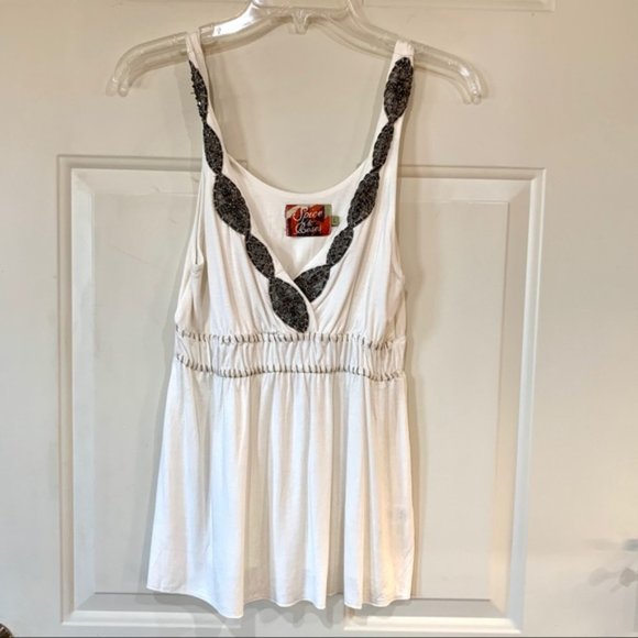 Spice & Roses Cream Beaded Tank Top Size L - Picture 1 of 5